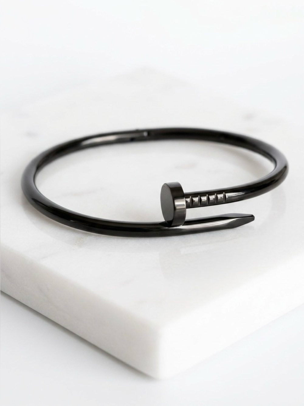 Nail Bracelet Black Love Bangle Cuff Stainless Steel Non-Tarnish Jewelry
